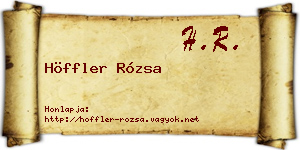 Höffler Rózsa névjegykártya
